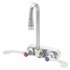 T&S Brass And Bronze Works T&S B-2459 Wall Mount Workboard Faucet With 4" Centers, 3 1/16" Swivel Gooseneck Nozzle, 1.0 GPM Aerator, And 4" Wrist Handles