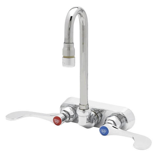 T&S Brass And Bronze Works T&S B-2459 Wall Mount Workboard Faucet With 4" Centers, 3 1/16" Swivel Gooseneck Nozzle, 1.0 GPM Aerator, And 4" Wrist Handles 1 T&S Brass And Bronze Works T&S B-2459 Wall Mount Workboard Faucet With 4" Centers, 3 1/16" Swivel Gooseneck Nozzle, 1.0 GPM Aerator, And 4" Wrist Handles