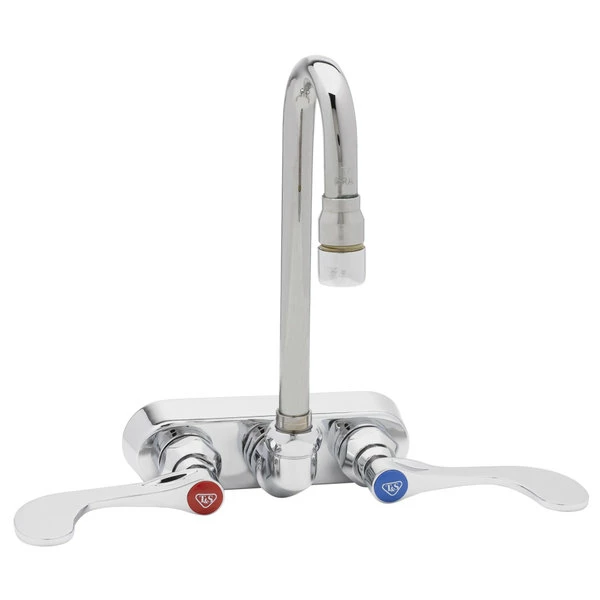 T&S Brass And Bronze Works T&S B-2459 Wall Mount Workboard Faucet With 4" Centers, 3 1/16" Swivel Gooseneck Nozzle, 1.0 GPM Aerator, And 4" Wrist Handles 2 T&S Brass And Bronze Works T&S B-2459 Wall Mount Workboard Faucet With 4" Centers, 3 1/16" Swivel Gooseneck Nozzle, 1.0 GPM Aerator, And 4" Wrist Handles - Image 2