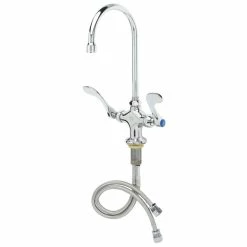 T&S Brass And Bronze Works T&S B-0301-W4-QT-WS Deck Mounted Pantry Faucet With 5 3/4" Swivel Gooseneck Nozzle, 1.5 GPM Aerator, Eterna Cartridges, And 4" Wrist Handles
