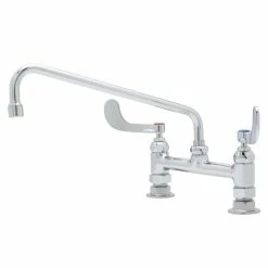 T&S Brass And Bronze Works T&S B-0221-WH4 Deck Mounted Pantry Faucet With 8" Adjustable Centers, 12" Swing Spout, Stream Regulator Outlet, Eterna Cartridges, And Wrist Handles -T&S Brass-shop 1607022