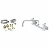 T&S Brass And Bronze Works T&S B-0231-CR-K-F10 Wall Mounted Pantry Faucet With 8" Centers, 12" Swing Spout, 1 GPM Aerator, Cerama Cartridges, Supply Lines, And Lever Handles