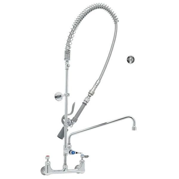 T&S Brass And Bronze Works T&S B-0133-14CRQJST EasyInstall Wall Mounted Pre-Rinse Faucet With 8" Centers, 44" Hose, 18" Riser, 14" Add-On Faucet, And 6" Wall Bracket 2 T&S Brass And Bronze Works T&S B-0133-14CRQJST EasyInstall Wall Mounted Pre-Rinse Faucet With 8" Centers, 44" Hose, 18" Riser, 14" Add-On Faucet, And 6" Wall Bracket - Image 2