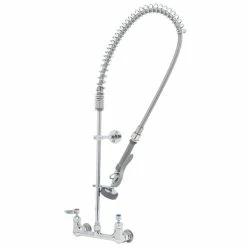 T&S Brass And Bronze Works T&S B-0133-CR-B-SWV EasyInstall Wall Mounted Pre-Rinse Faucet With 8" Centers, 1.15 GPM Spray Valve, Cerama Cartridges, And Lever Handles