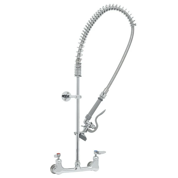 T&S Brass And Bronze Works T&S B-0133-CR-B-SWV EasyInstall Wall Mounted Pre-Rinse Faucet With 8" Centers, 1.15 GPM Spray Valve, Cerama Cartridges, And Lever Handles 2 T&S Brass And Bronze Works T&S B-0133-CR-B-SWV EasyInstall Wall Mounted Pre-Rinse Faucet With 8" Centers, 1.15 GPM Spray Valve, Cerama Cartridges, And Lever Handles - Image 2