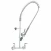 T&S Brass And Bronze Works T&S B-0133-CR-BJ EasyInstall Wall Mounted Pre-Rinse Faucet With 8" Centers, 1.07 GPM Spray Valve, Cerama Cartridges, And Lever Handles
