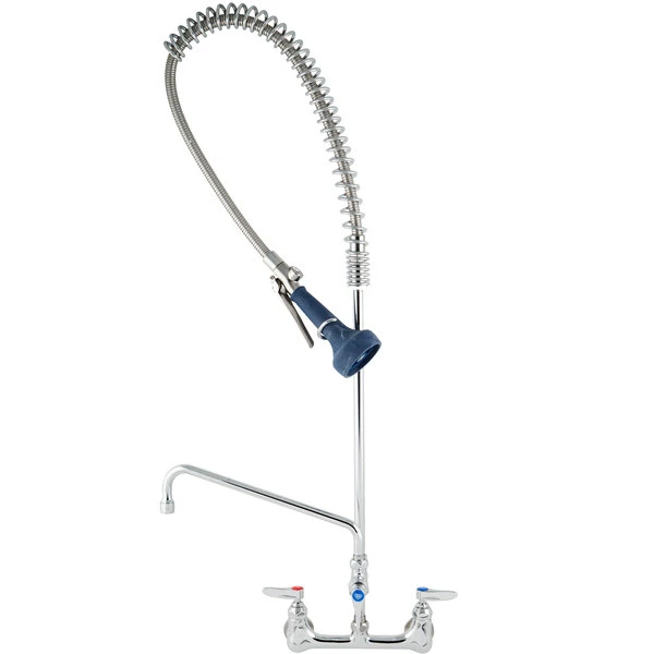 T&S Brass And Bronze Works T&S B-0133-A12-B08C EasyInstall Wall Mounted 37 1/2" High Pre-Rinse Faucet With Adjustable 8" Centers, Ergonomic Low Flow Spray Valve, 44" Hose, 12" Add-On Faucet, And 6" Wall Bracket 1 T&S Brass And Bronze Works T&S B-0133-A12-B08C EasyInstall Wall Mounted 37 1/2" High Pre-Rinse Faucet With Adjustable 8" Centers, Ergonomic Low Flow Spray Valve, 44" Hose, 12" Add-On Faucet, And 6" Wall Bracket