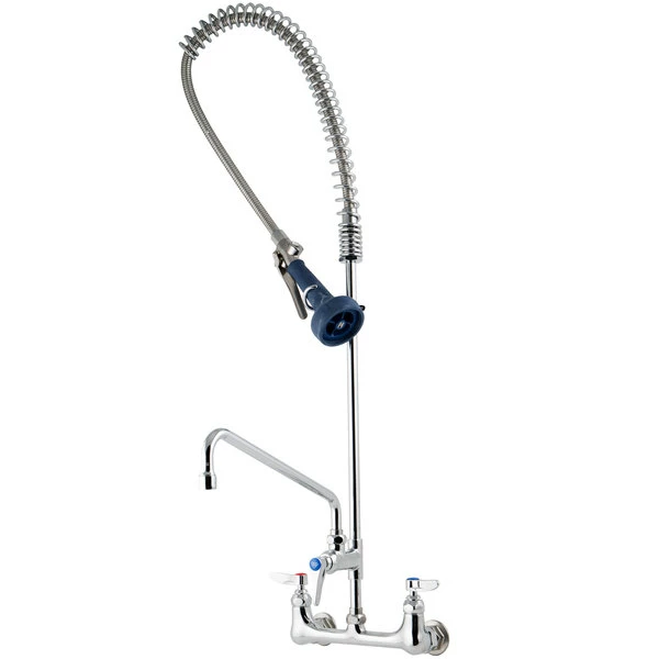 T&S Brass And Bronze Works T&S B-0133-A12-B08C EasyInstall Wall Mounted 37 1/2" High Pre-Rinse Faucet With Adjustable 8" Centers, Ergonomic Low Flow Spray Valve, 44" Hose, 12" Add-On Faucet, And 6" Wall Bracket 2 T&S Brass And Bronze Works T&S B-0133-A12-B08C EasyInstall Wall Mounted 37 1/2" High Pre-Rinse Faucet With Adjustable 8" Centers, Ergonomic Low Flow Spray Valve, 44" Hose, 12" Add-On Faucet, And 6" Wall Bracket - Image 2