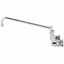 T&S Brass And Bronze Works T&S B-2299-CR Wall Mounted Faucet With 8" Adjustable Centers, 14" Swing Spout, Stream Regulator Outlet, Cerama Cartridges, And Lever Handles -T&S Brass-shop 1612490