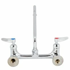 T&S Brass And Bronze Works T&S B-2299-CR Wall Mounted Faucet With 8" Adjustable Centers, 14" Swing Spout, Stream Regulator Outlet, Cerama Cartridges, And Lever Handles -T&S Brass-shop 1612491