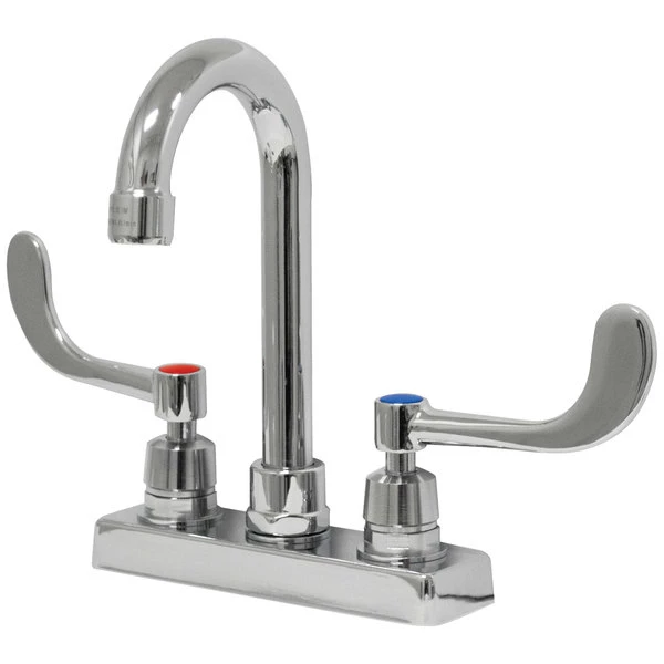 Advance Tabco K-56 Deck Mount 3 1/2" Gooseneck Faucet With Wrist Handles And 4" Centers 1 Advance Tabco K-56 Deck Mount 3 1/2" Gooseneck Faucet With Wrist Handles And 4" Centers