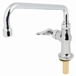 T&S Brass And Bronze Works T&S B-0205-061X-CR Deck Mounted Single Hole Faucet With 10" Swing Spout, Stream Regulator Outlet, Cerama Cartridge, And Lever Handle