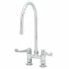 T&S Brass And Bronze Works Equip By T&S 5F-4DWS09 Deck Mount Mixing Faucet With Wrist Action Handles And 9" Swing Nozzle On 4" Centers