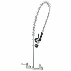 T&S Brass And Bronze Works Equip By T&S 5PR-8W00-C Wall Mounted 31 1/2" High Pre-Rinse Faucet With 8" Adjustable Centers, Low Flow Spray Valve, 44" Hose, And 6" Wall Bracket