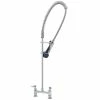 T&S Brass And Bronze Works T&S B-0123-B08 EasyInstall Deck Mounted 41 3/4" High Pre-Rinse Faucet With Adjustable 8" Centers, Ergonomic Spray Valve, 44" Hose, And 6" Wall Bracket