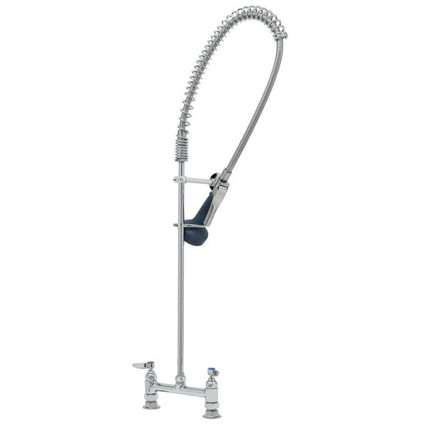 T&S Brass And Bronze Works T&S B-0123-B08C EasyInstall Deck Mounted 41 3/4" High Pre-Rinse Faucet With Adjustable 8" Centers, Ergonomic Low Flow Spray Valve, 44" Hose, And 6" Wall Bracket 1 T&S Brass And Bronze Works T&S B-0123-B08C EasyInstall Deck Mounted 41 3/4" High Pre-Rinse Faucet With Adjustable 8" Centers, Ergonomic Low Flow Spray Valve, 44" Hose, And 6" Wall Bracket