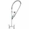 T&S Brass And Bronze Works T&S B-0123-BC EasyInstall Deck Mounted 45" High Pre-Rinse Faucet With Adjustable 8" Centers, Low Flow Spray Valve, 44" Hose, And 6" Wall Bracket