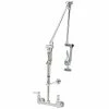T&S Brass And Bronze Works T&S B-0134 Wall Mounted 40" High Pre-Rinse Faucet With Adjustable 8" Centers And Roto-Flex Support