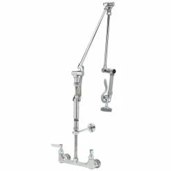 T&S Brass And Bronze Works T&S B-0134 Wall Mounted 40" High Pre-Rinse Faucet With Adjustable 8" Centers And Roto-Flex Support