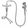 T&S Brass And Bronze Works T&S B-0160 Deck Mounted Pre-Rinse Faucet With Flex Inlets, 90 Degree Swivel, 44" Hose, And Wall Hook