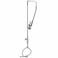 T&S Brass And Bronze Works T&S B-0171 Deck Mounted 39 1/16" High Pre-Rinse Faucet With Flex Inlets, Swivel Arm, And 20" Hose