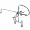 T&S Brass And Bronze Works T&S B-0178 Deck Mounted Pre-Rinse Faucet With Adjustable 8" Centers, 20" Hose, 12" Add-On Faucet, And 90 Degree Swivel Adapter