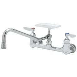 T&S Brass And Bronze Works T&S B-0233-03 Wall Mounted Pantry Faucet With 8" Adjustable Centers, 12" Swing Nozzle, Eterna Cartridges, And Soap Dish