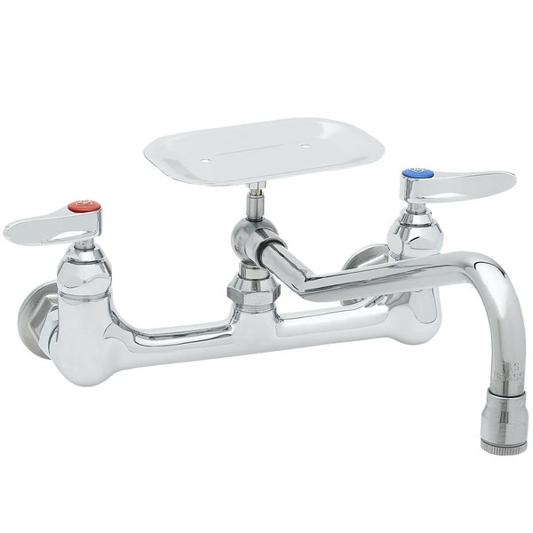 T&S Brass And Bronze Works T&S B-0233-03 Wall Mounted Pantry Faucet With 8" Adjustable Centers, 12" Swing Nozzle, Eterna Cartridges, And Soap Dish 2 T&S Brass And Bronze Works T&S B-0233-03 Wall Mounted Pantry Faucet With 8" Adjustable Centers, 12" Swing Nozzle, Eterna Cartridges, And Soap Dish - Image 2