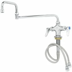 T&S Brass And Bronze Works T&S B-0250 Deck Mounted Pantry Faucet With Flex Inlets, 18" Double-Jointed Swing Nozzle, And Eterna Cartridges