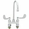 T&S Brass And Bronze Works T&S B-0325-CC-CR Deck Mount Faucet With 4" Centers And Cerama Cartridges - 5 11/16" Gooseneck Spout