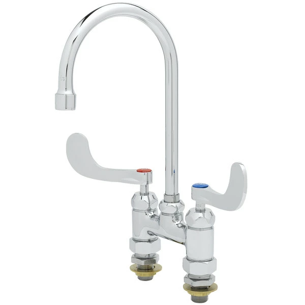 T&S Brass And Bronze Works T&S B-0325-CC-CR Deck Mount Faucet With 4" Centers And Cerama Cartridges - 5 11/16" Gooseneck Spout 2 T&S Brass And Bronze Works T&S B-0325-CC-CR Deck Mount Faucet With 4" Centers And Cerama Cartridges - 5 11/16" Gooseneck Spout - Image 2
