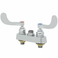 T&S Brass And Bronze Works T&S B-1110-LN-WH4 Deck Mount Workboard Faucet Base With 4" Centers, 4" Wrist Action Handles, And Tailpieces