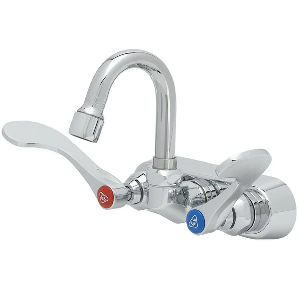 T&S Brass And Bronze Works T&S B-1115-131X-WH4 Wall Mount Workboard Faucet With 4" Centers, 2 15/16" Gooseneck Spout And 4" Wrist Action Handles 1 T&S Brass And Bronze Works T&S B-1115-131X-WH4 Wall Mount Workboard Faucet With 4" Centers, 2 15/16" Gooseneck Spout And 4" Wrist Action Handles
