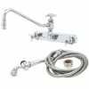 T&S Brass And Bronze Works T&S B-1157-12 Wall Mount Workboard Faucet With 8" Centers, 11 7/8" Nozzle, Escutcheon, 72" Hose, And Angled Spray Valve