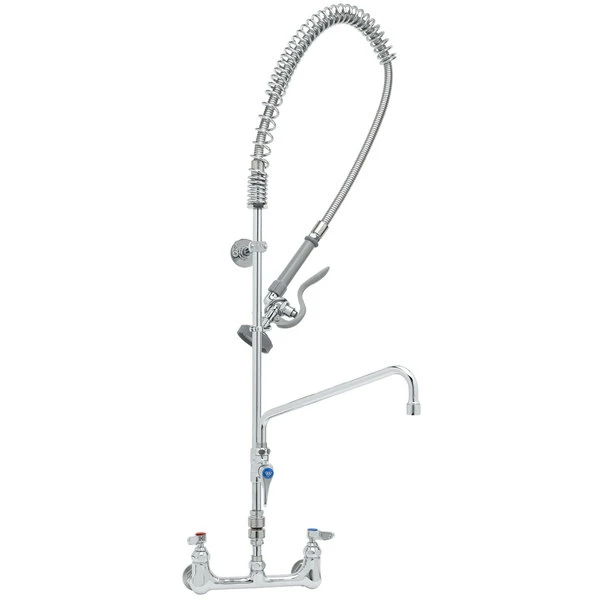T&S Brass And Bronze Works T&S B-2278-01 EasyInstall Wall Mounted 41 1/4" High Pre-Rinse Faucet With Adjustable 8" Centers, 44" Hose, 12" Add-On Faucet, Vacuum Breaker, 6" Wall Bracket, And Installation Kit 2 T&S Brass And Bronze Works T&S B-2278-01 EasyInstall Wall Mounted 41 1/4" High Pre-Rinse Faucet With Adjustable 8" Centers, 44" Hose, 12" Add-On Faucet, Vacuum Breaker, 6" Wall Bracket, And Installation Kit - Image 2