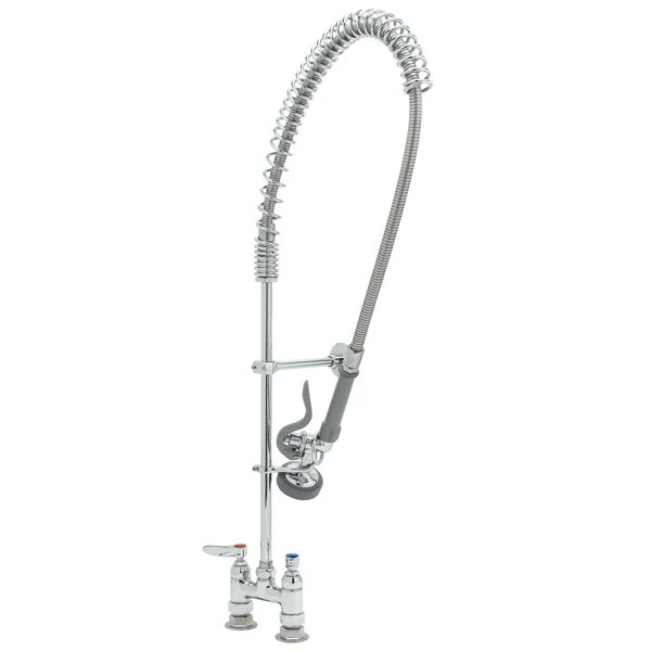 T&S Brass And Bronze Works T&S B-2288 EasyInstall Deck Mounted 45" High Pre-Rinse Faucet With Adjustable 4" Centers, 44" Hose, And 6" Wall Bracket 1 T&S Brass And Bronze Works T&S B-2288 EasyInstall Deck Mounted 45" High Pre-Rinse Faucet With Adjustable 4" Centers, 44" Hose, And 6" Wall Bracket