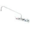 T&S Brass And Bronze Works T&S B-2291 Wall Mounted Workboard Faucet With 14" Swing Spout, 2.2 GPM Aerator, 8" Centers, And Lever Handles
