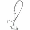 T&S Brass And Bronze Works T&S B-2405 Wall Mounted 37 5/8" High Pre-Rinse Faucet With Adjustable 8" Centers, 44" Hose, 12" Add-On Faucet, And 6" Wall Bracket