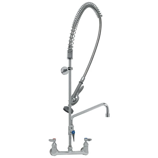 T&S Brass And Bronze Works T&S B-2405 Wall Mounted 37 5/8" High Pre-Rinse Faucet With Adjustable 8" Centers, 44" Hose, 12" Add-On Faucet, And 6" Wall Bracket 2 T&S Brass And Bronze Works T&S B-2405 Wall Mounted 37 5/8" High Pre-Rinse Faucet With Adjustable 8" Centers, 44" Hose, 12" Add-On Faucet, And 6" Wall Bracket - Image 2