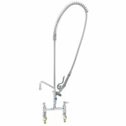 T&S Brass And Bronze Works T&S B-2430 Wall Mounted 42" High Pre-Rinse Faucet With Adjustable 8" Centers, 54" Hose, And 12" Add-On Faucet -T&S Brass-shop 1633604