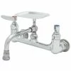 T&S Brass And Bronze Works T&S B-2489 Wall Mount Mixing Faucet With 8" Adjustable Centers, 6" Swing Nozzle, Soap Dish, And Eterna Cartridges