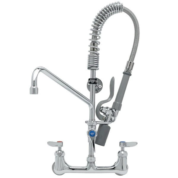 T&S Brass And Bronze Works T&S MPY-8WLN-12-CR EasyInstall Wall Mounted 22 1/4" High Mini Pre-Rinse Faucet With Adjustable 8" Centers, Low Flow Spray Valve, 24" Hose, 12" Add-On Faucet, And 6" Wall Bracket 2 T&S Brass And Bronze Works T&S MPY-8WLN-12-CR EasyInstall Wall Mounted 22 1/4" High Mini Pre-Rinse Faucet With Adjustable 8" Centers, Low Flow Spray Valve, 24" Hose, 12" Add-On Faucet, And 6" Wall Bracket - Image 2