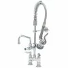 T&S Brass And Bronze Works T&S MPZ-4DLN-06 EasyInstall Deck Mounted 24 5/8" High Mini Pre-Rinse Faucet With Adjustable 4" Centers, 24" Hose, 6" Add-On Faucet, And 6" Wall Bracket