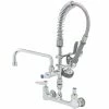 T&S Brass And Bronze Works T&S MPZ-8WLV-08-CR EasyInstall Wall Mounted 21 1/8" High Mini Pre-Rinse Faucet With Adjustable 8" Centers, 24" Hose, 8" Add-On Faucet, Vacuum Breaker, And 6" Wall Bracket