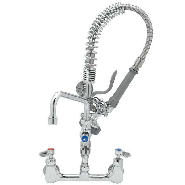 T&S Brass And Bronze Works T&S MPZ-8WLV-08-CR EasyInstall Wall Mounted 21 1/8" High Mini Pre-Rinse Faucet With Adjustable 8" Centers, 24" Hose, 8" Add-On Faucet, Vacuum Breaker, And 6" Wall Bracket 2 T&S Brass And Bronze Works T&S MPZ-8WLV-08-CR EasyInstall Wall Mounted 21 1/8" High Mini Pre-Rinse Faucet With Adjustable 8" Centers, 24" Hose, 8" Add-On Faucet, Vacuum Breaker, And 6" Wall Bracket - Image 2
