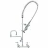 T&S Brass And Bronze Works T&S B-0133-18DJ-CRB EasyInstall Wall Mounted Pre-Rinse Faucet With 8" Centers, 1.15 GPM Spray Valve, 18" Double-Jointed Add-On Faucet, Cerama Cartridges, And Lever Handles