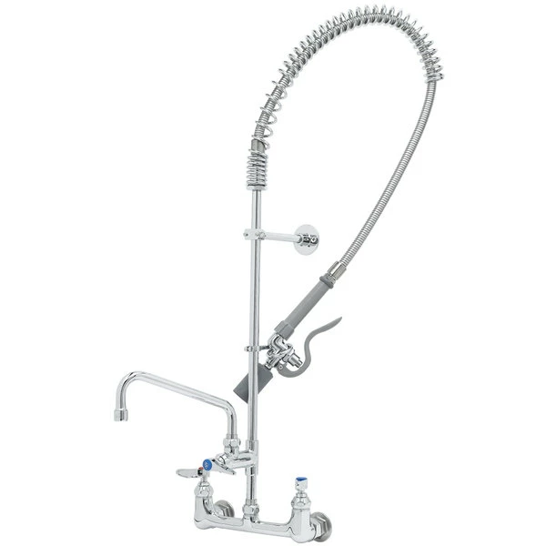 T&S Brass And Bronze Works T&S B-0133-ADF08-BC EasyInstall Wall Mounted 37 1/2" High Pre-Rinse Faucet With Adjustable 8" Centers, Low Flow Spray Valve, 44" Hose, 8" Add-On Faucet, And 6" Wall Bracket 1 T&S Brass And Bronze Works T&S B-0133-ADF08-BC EasyInstall Wall Mounted 37 1/2" High Pre-Rinse Faucet With Adjustable 8" Centers, Low Flow Spray Valve, 44" Hose, 8" Add-On Faucet, And 6" Wall Bracket