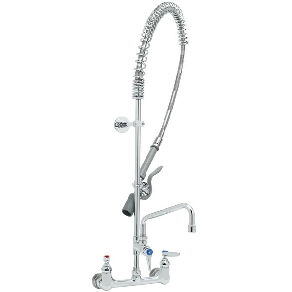 T&S Brass And Bronze Works T&S B-0133-ADF08-BC EasyInstall Wall Mounted 37 1/2" High Pre-Rinse Faucet With Adjustable 8" Centers, Low Flow Spray Valve, 44" Hose, 8" Add-On Faucet, And 6" Wall Bracket 2 T&S Brass And Bronze Works T&S B-0133-ADF08-BC EasyInstall Wall Mounted 37 1/2" High Pre-Rinse Faucet With Adjustable 8" Centers, Low Flow Spray Valve, 44" Hose, 8" Add-On Faucet, And 6" Wall Bracket - Image 2