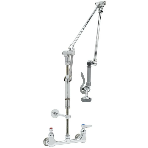 T&S Brass And Bronze Works T&S B-0134-B Wall Mounted 40" High Pre-Rinse Faucet With Adjustable 8" Centers, Roto-Flex Support, And 6" Wall Bracket 2 T&S Brass And Bronze Works T&S B-0134-B Wall Mounted 40" High Pre-Rinse Faucet With Adjustable 8" Centers, Roto-Flex Support, And 6" Wall Bracket - Image 2