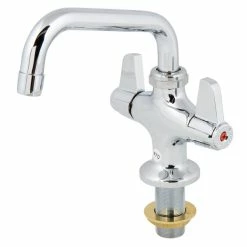 T&S Brass And Bronze Works Equip By T&S 5F-2SLF06 Deck Mounted Single Hole Faucet With Flex Inlets, 6 1/8" Swing Spout, Laminar Flow Device, Cerama Cartridges, And Lever Handles